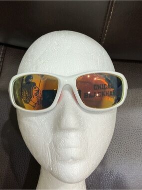Chicago Blackhawks White/Orange Mirror Wrap Sunglasses